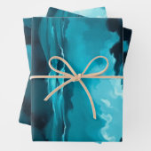 Feuille De Papier Cadeau Moody Ocean Waves Under Stormy Sky – Abstract Seas (En situation)