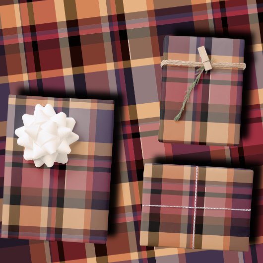 Feuille De Papier Cadeau Moody Oversized Autumn Sunset Plaid