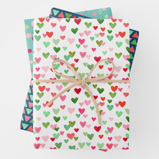 Feuille De Papier Cadeau Morden Xmas Confetti Dots Triangle Abstrait Coeur (En situation)