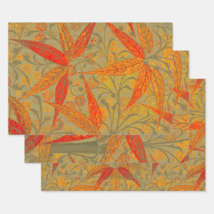 Feuille De Papier Cadeau Morris & Co. motif Bamboo Godwin orange et sauge