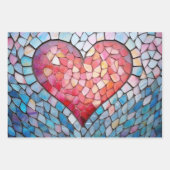 Feuille De Papier Cadeau Mosaic Valentines Coeurs de Jour Élégant Chic 3 pc (Devant)