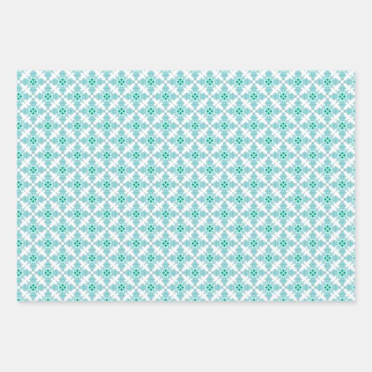 Feuille De Papier Cadeau Mosaïque Abstraite bleue et verte (Devant 2)