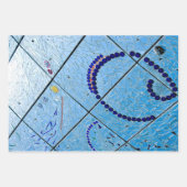 Feuille De Papier Cadeau Mosaïque bleue (Devant 3)
