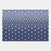 Feuille De Papier Cadeau Mosaïque bleue et blanche marine (Devant)