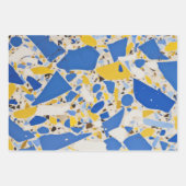 Feuille De Papier Cadeau Mosaïque bleue et jaune (Devant 3)
