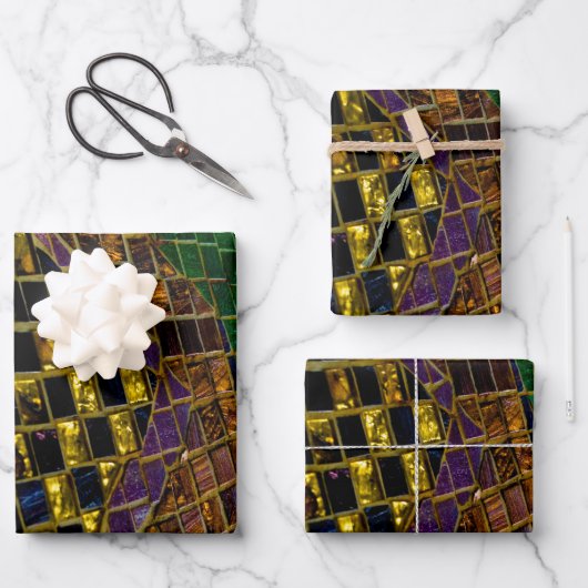 Feuille De Papier Cadeau Mosaïque colorée (Recto)
