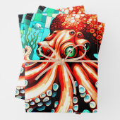 Feuille De Papier Cadeau Mosaïque de pieuvre (En situation)