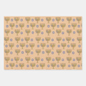 Feuille De Papier Cadeau Mosaïques Menorahs + Étoiles (Devant 3)