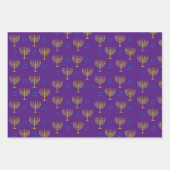 Feuille De Papier Cadeau Mosaïques Menorahs + Étoiles (Devant 2)