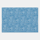 Feuille De Papier Cadeau Mot-Art Interconfessionnel Blanc Sur Bleu Nom Enfa (Devant)