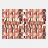 Feuille De Papier Cadeau Motif à bouteilles de vin, rouille, beige et bourg (Devant 3)