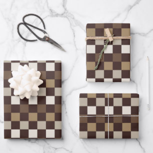 Feuille De Papier Cadeau motif à carreaux de minéraux terreux