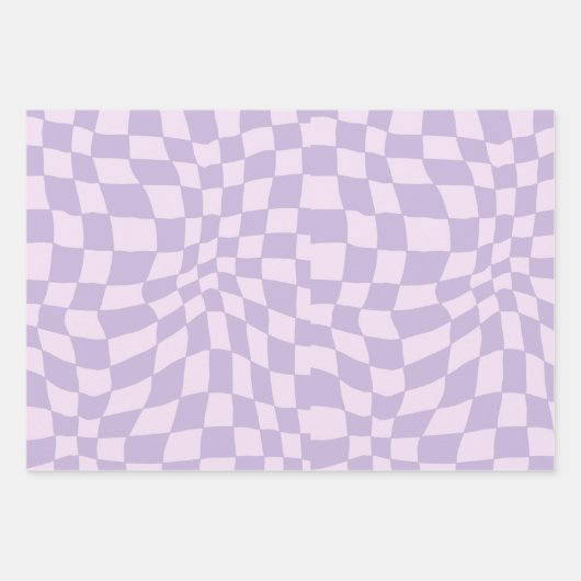 Feuille De Papier Cadeau Motif à carreaux rose et violet ondulé (Devant 2)