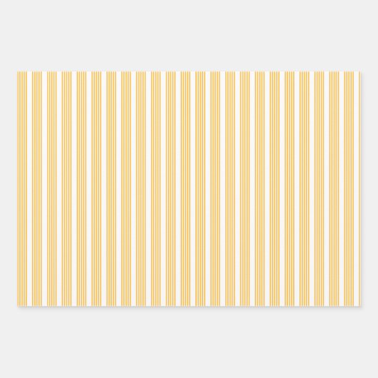Feuille De Papier Cadeau Motif à cinq bandes jaune et blanc ensoleillé (Devant 3)