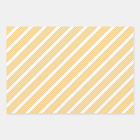 Feuille De Papier Cadeau Motif à cinq bandes jaune et blanc ensoleillé (Devant 2)