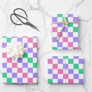 Feuille De Papier Cadeau Motif à damier diagonal de confiserie