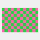 Feuille De Papier Cadeau Motif À damiers chèque rose vert (Devant 3)