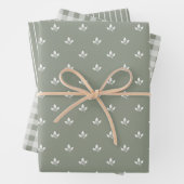 Feuille De Papier Cadeau Motif à feuil En vichy à rayures vert | (En situation)