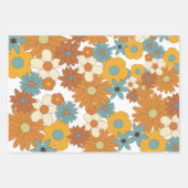 Feuille De Papier Cadeau Motif à fleurs rétro coloré (Devant 3)