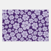 Feuille De Papier Cadeau Motif à fleurs - violet (Devant 3)