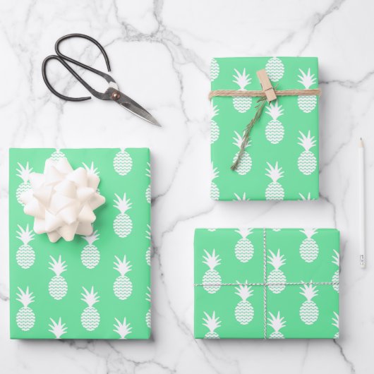 Feuille De Papier Cadeau Motif à la menthe d'ananas (Recto)