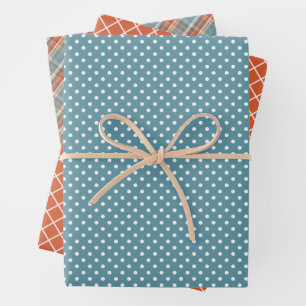 Feuille De Papier Cadeau Motif À petits pois moderne Plaid White Stripes