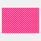 Feuille De Papier Cadeau Motif à points blanc rose chaud (Devant)