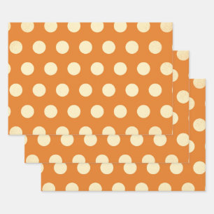 Feuille De Papier Cadeau Motif à points Polka Orange Vintage