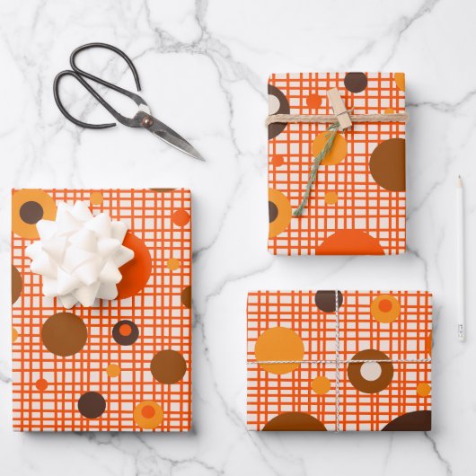 Feuille De Papier Cadeau Motif à points rétro atomique de style moderne du (Recto)