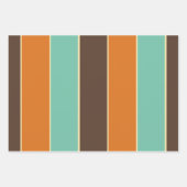 Feuille De Papier Cadeau Motif à rayures vert, noir et orange (Devant)