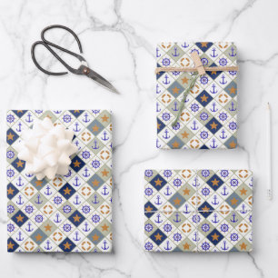 Feuille De Papier Cadeau Motif à thème marin