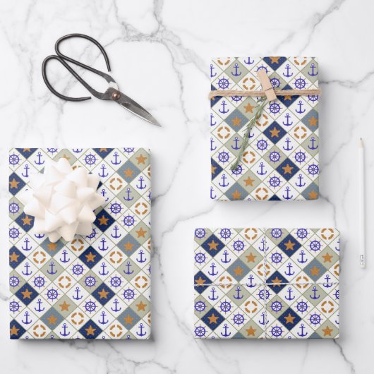 Feuille De Papier Cadeau Motif à thème marin (Recto)