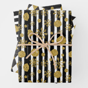 Feuille De Papier Cadeau Motif Abstrait Avec Paillettes D'or