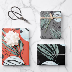 Feuille De Papier Cadeau Motif Abstrait botanique