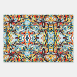 Feuille De Papier Cadeau Motif abstrait coloré