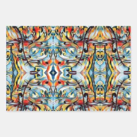 Feuille De Papier Cadeau Motif abstrait coloré (Devant)