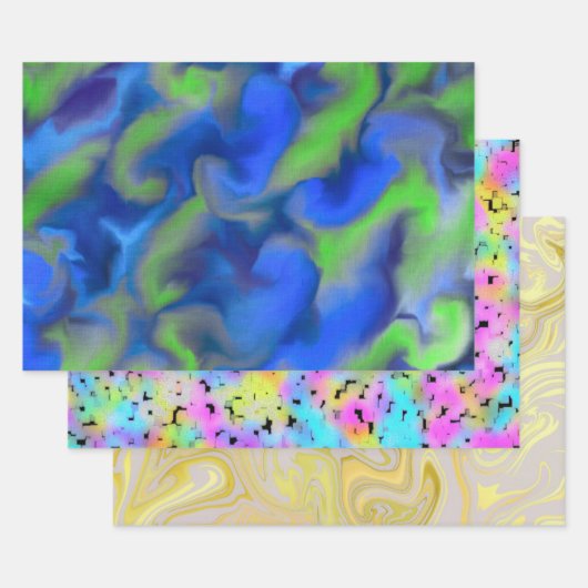 FEUILLE DE PAPIER CADEAU MOTIF ABSTRAIT COLORÉ MODERNE (Lot)