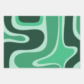 Feuille De Papier Cadeau Motif Abstrait Copacé Rétro en Vert (Devant 3)