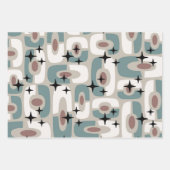 Feuille De Papier Cadeau Motif Abstrait Cosmique Rétro Moderne du Milieu du (Devant 3)