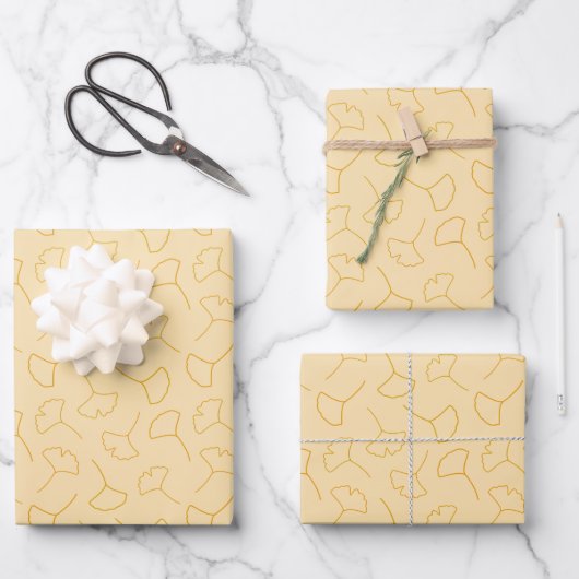 Feuille De Papier Cadeau Motif Abstrait de Fall Ginkgo (Recto)