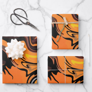 Feuille De Papier Cadeau Motif Abstrait  de torchage orange