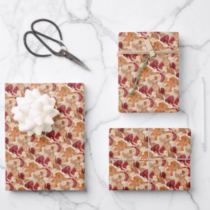 Feuille De Papier Cadeau Motif abstrait de Watercikir dans des couleurs cha