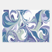 Feuille De Papier Cadeau Motif Abstrait en marbre bleu (Devant)