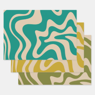 Feuille De Papier Cadeau Motif Abstrait Liquid Swirl Retro