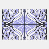 Feuille De Papier Cadeau Motif Abstrait mauve noir blanc (Devant)