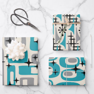 Feuille De Papier Cadeau Motif Abstrait moderne du milieu du siècle