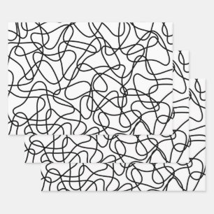Feuille De Papier Cadeau motif Abstrait - noir et blanc