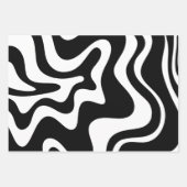 Feuille De Papier Cadeau Motif Abstrait noir et blanc rétro (Devant 3)