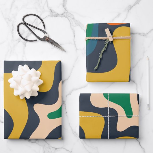 Feuille De Papier Cadeau Motif Abstrait Retro Liquid Swirl (Recto)