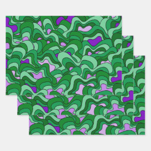 Feuille De Papier Cadeau motif Abstrait - vert et violet